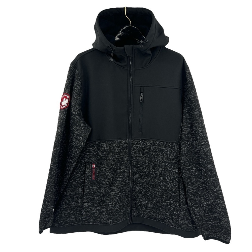 Canada Weather Gear Jacket Womens 1X Black Gray Fleece Full Zip Hoodie Plus NEW